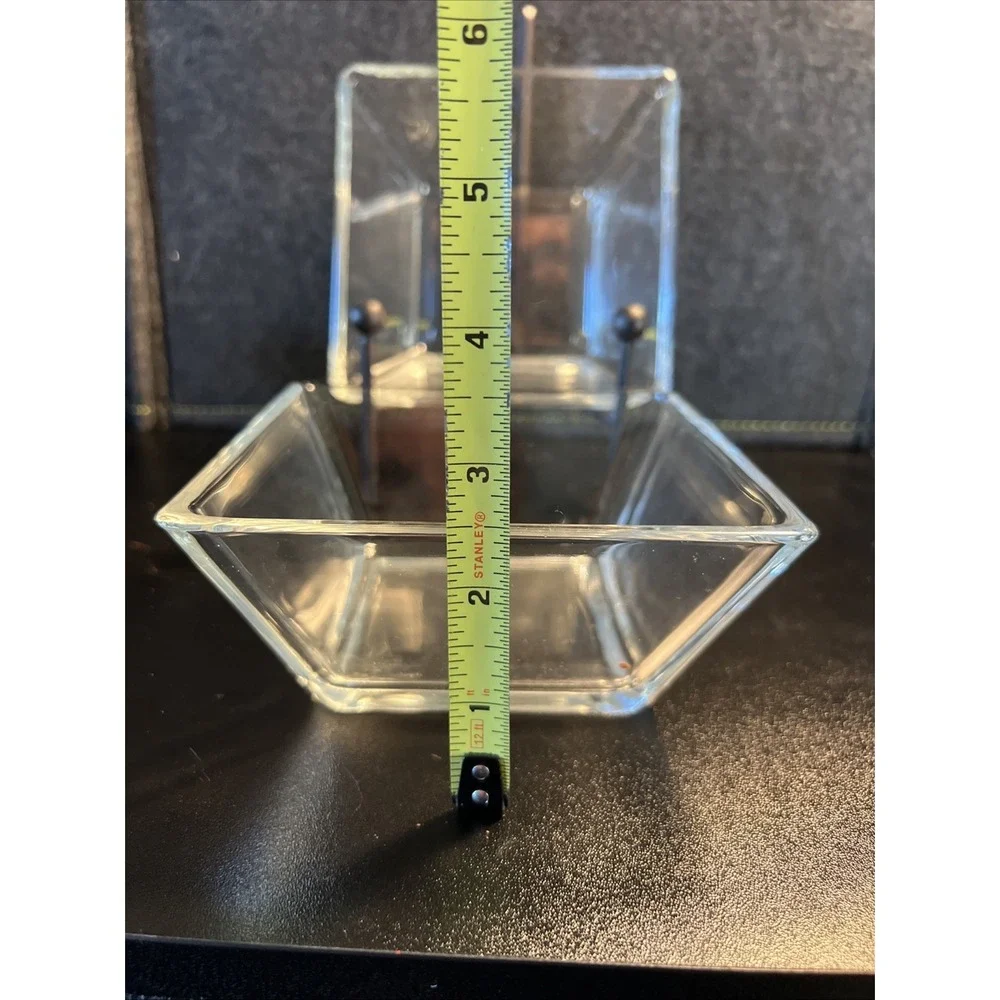 Pair Clear Glass Square Bowl Candy‎ Dish Dessert Trinket Holder